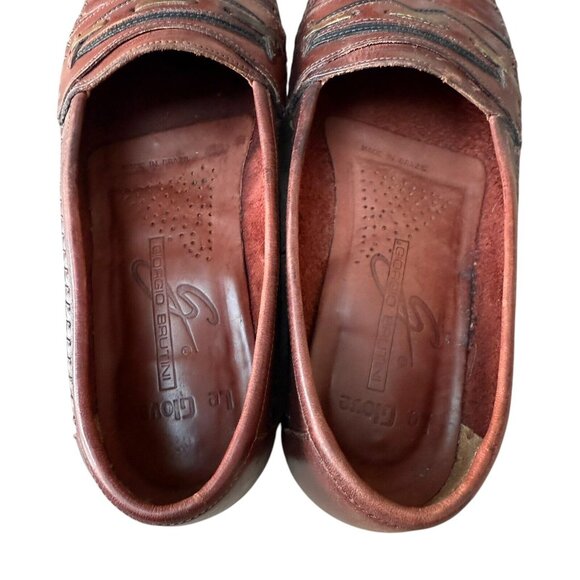 Giorgio Brutini Le Glove Shoes Mens 7.5W Brown Slip On Leather Loafer Moc Toe - Picture 7 of 9